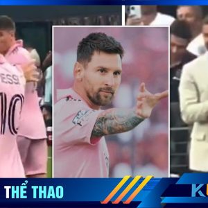 Messi hướng tới Beckham và ăn mừng theo động tác thần sấm Thor dơ tay lấy búa