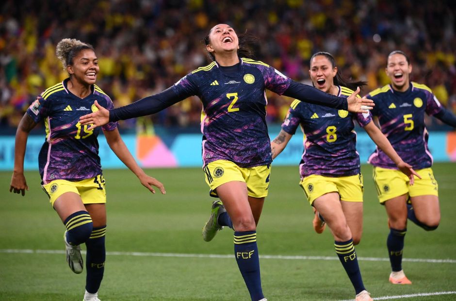 Các cô gái Colombia ăn mừng chiến thắng trước tuyển Đức tại vòng bảng World Cup 2023 
