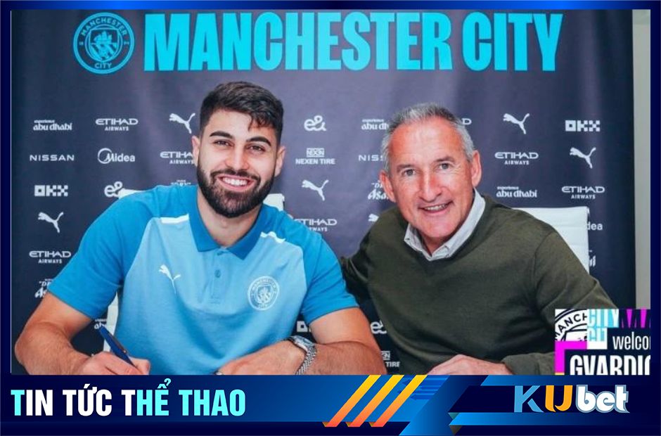 Ảnh bài viết thông báo hợp đồng mới với Gvardiol trên trang chủ của CLB Man City.