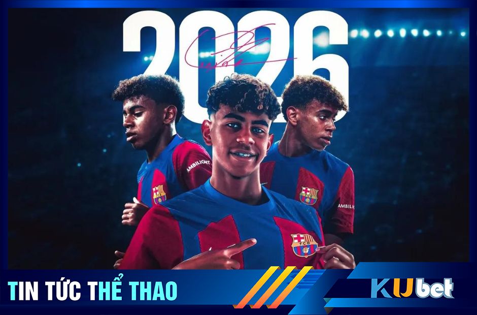 Kubet cập nhật hình ảnh Poster của Yamal được đăng trên trang chủ CLB Barca